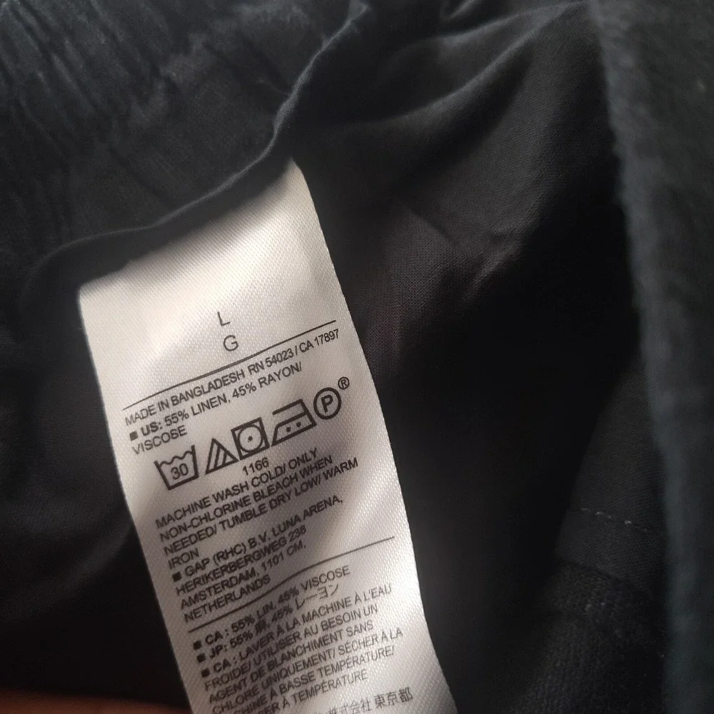 New Banana Republic Linen Blend Pants Large Wide Leg Cropped‎ Flowy Black Cruise